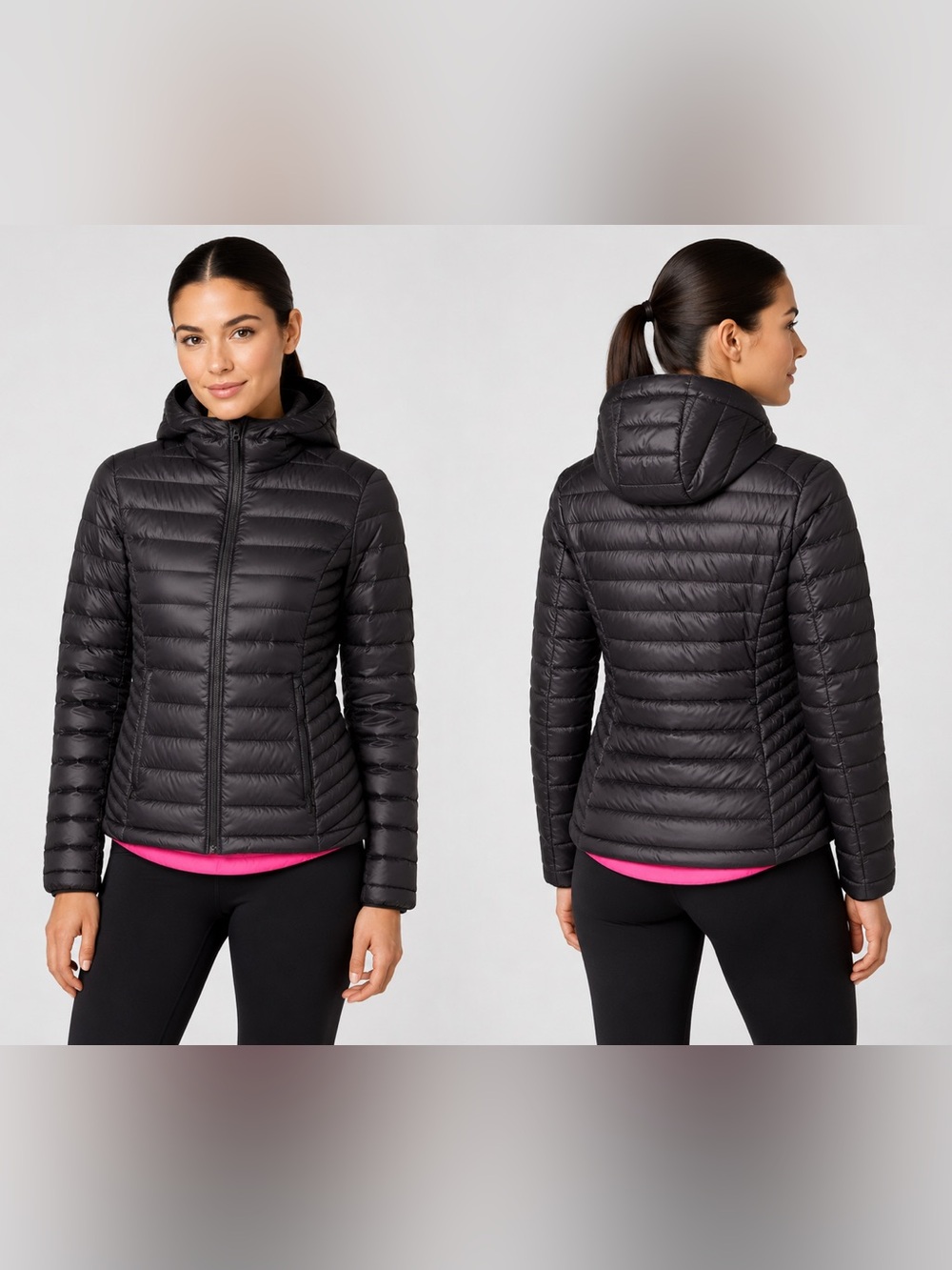 NWOT Gerry Weber Black Puffer Jacket with Pink Accents